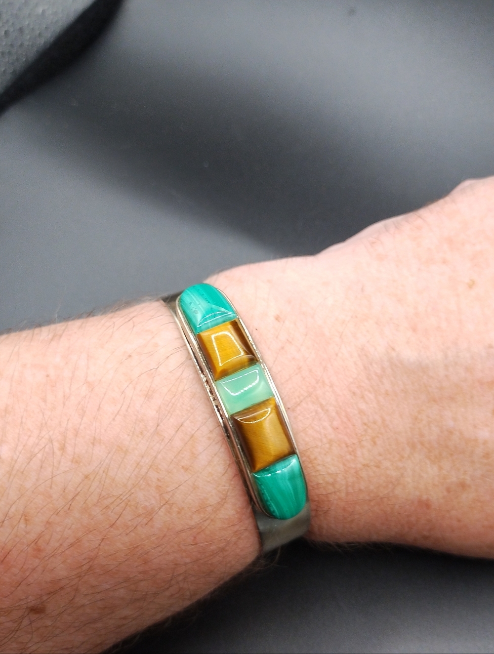 Jay King DTR multi Stone Malachite Jade 925 Sterling Silver cuff bracelet - Picture 6 of 6
